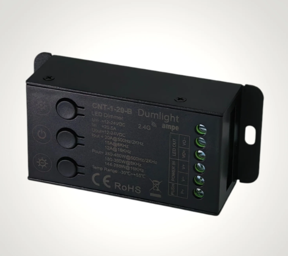Контроллер Ampe CNT-1-20-BR DIM, 20A (для одноцветной ленты)